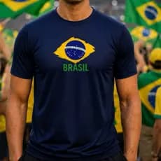 Camiseta Dry Fit Masculina estampada Brasil Copa do Mundo Torcedor Jogo  Futebol Tecido Tecnológico Original