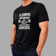 Camiseta Dry Fit Masculina estampada Preta Tecido Tecnológico Original estampa