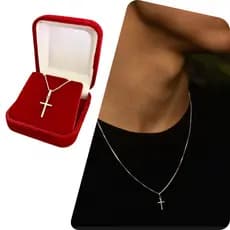 Corrente Masculina Colar De Prata 925 Masculina Veneziana 50 ou 60cm Pingente Cruz