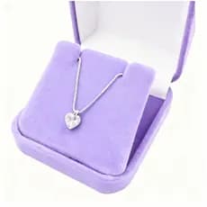 Colar Feminino Ponto De Luz Prata Pura 925 Legitíma + Caixinha Presente Pingente Coração Zircônia