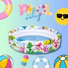 Piscina Inflável Redonda Wellmix Summer Fun 100 Litros 3 Aneis Fundo Do Mar Criança Infantil