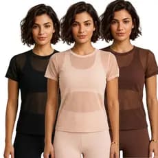 Kit 2 Blusa Feminina de Tule Transparente Roupa de Academia Moda fitness