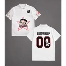 Camisa Polo Betty Boop Feita em Piquet Alto Padrão Manga Curta Puro Luxo