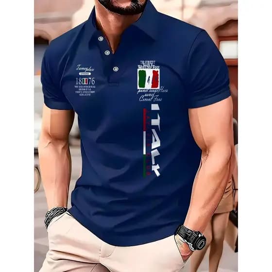 Camisa Polo Masculina Italy Luxo Malha Piquet de Algodão Premium Manga Curta Moderna