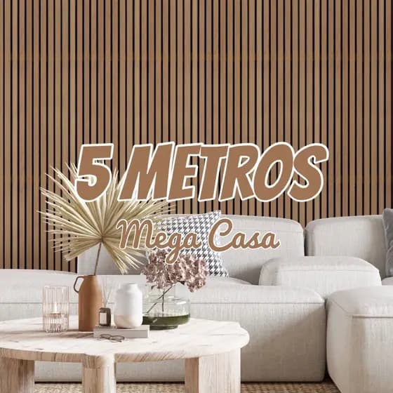 Papel de Parede 3D 5 METROS x 45CM Madeira Ripada Marrom Adesivo Auto-colante