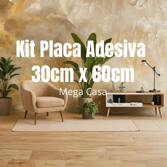 KIT Placa Adesiva 3d Mármore Marfil De Parede Relevo Lavável 30cm X 60cm