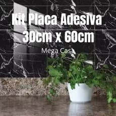 KIT Placa Adesiva 3d Mármore Preto Parede Relevo Lavável 30cm X 60cm