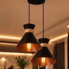Lustre Pendente Luminária de Teto Moderna Sala Cozinha Jantar Dupla Minimalista Decorativa Gourmet