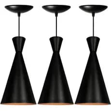 Kit 3 Luminária Pendente De Teto Quarto Sala Cozinha Cone Lustre Moderna Alumínio Não Enferruja