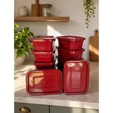 Kit Potes Plásticos Retangulares Tampa Com Trava Resistente 800ml Marmita Freezer Micro-ondas