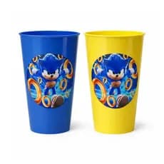 kit 10 Copos Adesivado 380 ml Sonic Personagem Infantil Para Festa Lembrancinha Aniversário Presente