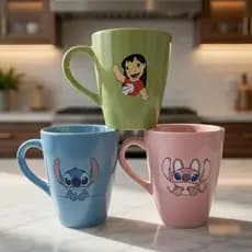 Kit com 3 canecas tulipa stitch angel e lilo tulipa de 120ml presentes lembrancinhas