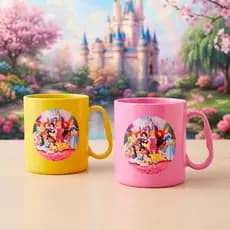 Kit Caneca Plástico 450ml Princesas Infantil Resistente Festa Aniversario Presente Lembrancinha