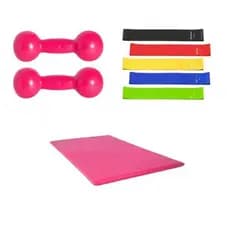 Kit Funcional Par Halter 1kg + Colchonete + 5 TheraBand Treino em Casa Academia