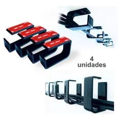 4 Organizadores de Fios e Cabos Baixo Mesa com Adesivo 3M Original