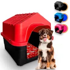 Casinha Casa Plástica Para Cachorro Porte Médio Grande Com Colchão