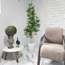 Arranjo Grande Bambu Artificial Mosso 150cm Pedra Vaso Cone Mármore