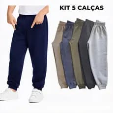 Kit 5 Calças Moletom Peluciado Menino Infantil Juvenil 1 ao 16 Cores Sortidas