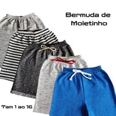 Kit 3 Bermudas Infantil Juvenil Menino Cores Sortidas em Moletinho