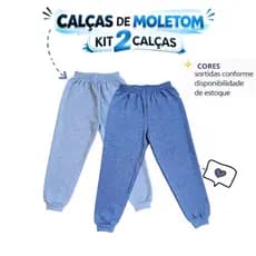 Kit 2 Calças Moletom Peluciado Menino Infantil Juvenil 1 ao 16 Cores Sortidas