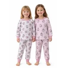 Kit 2 Conjuntos Pijamas Infantil Quentinho Peluciado Flanelado Menina Inverno Frio 1 ao 8