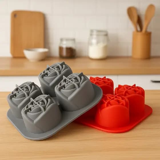 Forma De Gelo em Silicone Grande Molde Cubos Formato De Rosa Reutilizável 4 espaços