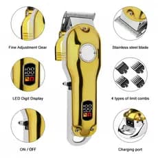 Máquina de Corte de Cabelo Profissional Recarregável com Display LCD Eletromex