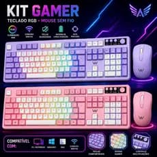 Kit Gamer Altomex Teclado LED Semi Mecânico + Mouse Sem Fio