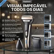 Barbeador Elétrico Profissional 3 em 1 Shaver Aparador de Pelos Recarregável Bivolt