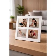 Porta Retrato de Mesa para 4 Fotos Ímã 5x5cm – Quadro Decorativo para Guardar Momentos da Família