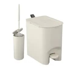 Kit Banheiro Lixeira com pedal 6,5 L E Escova Sanitária Lavabo Luxo moderno Coza - brinox
