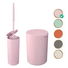 Kit Banheiro Lixeira E Escova Sanitária ROSA Lavabo Luxo Serene Coza - brinox