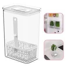 Organizador Porta Temperos fresco Clear Fresh 2,3L Cozinha Geladeira com cesto