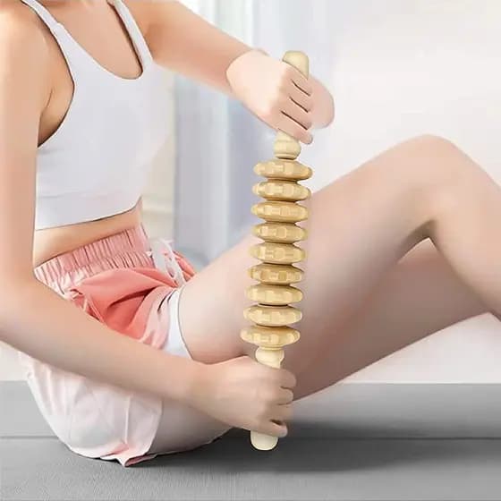 Rolo Para Massagem Massageador de Madeira 38 Cm Corporal Relaxante Liberação BambuTerapia Corporal
