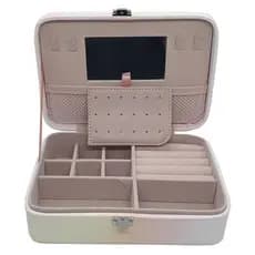 Porta Joias Nécessaire Com Espelho Ideal Para Viagem 20cm