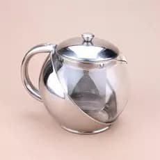 Chaleira de Vidro 1000ml c/ Infusor Aço Inox - Filtro Coador Bule Chá
