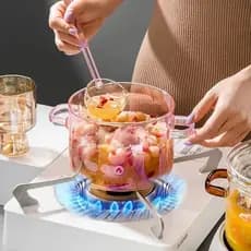 Caçarola De Vidro Borossilicato Panela Borossilicato Rosa Caçarola Holografica Coração Sopas Vai ao Fogo