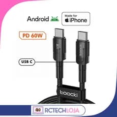 Toocki 60W Cabo USB-C PD 3.0 Quick Charge – Carga Ultra-Rápida para MacBook, Samsung, Xiaomi e Mais