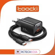 Kit Carregador GaN 33W 40W 67W Display + Cabo USB-C 100W Toocki Turbo PD QC iPhone Samsung Xiaomi