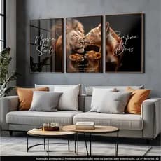 Kit Quadro Decorativo Leão Familia Filhos Sempre foi Deus Alta Qualidade  Hd
