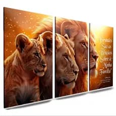 Quadro decortativo sala quarto familia leao luxo HD