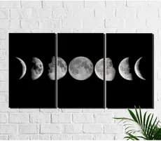 Quadros decorativos 3 peças autronomia fases lua