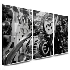 Quadros decorativos 3 peças oficina mecânica motor de carro