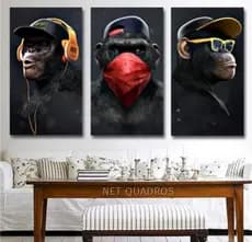 Quadros 3 peças macaco gangue dos macacos