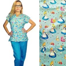 Pijama cirúrgico hospitalar Scrub Alice no país das maravilhas