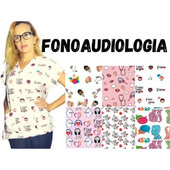 Bata hospitalar Fonoaudiologia Scrub (Bata de pijama hospitalar)