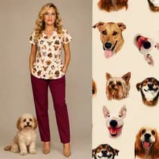 Scrub veterinária - Pijama cirúrgico - Cachorrinho Careta