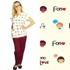 Pijama cirúrgico hospitalar Fonoaudiologia fono love Scrub conjunto