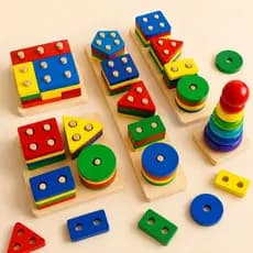 Brinquedo Pedagógico Infantil MDF Encaixe Formas Geométricas Coordenação Motora