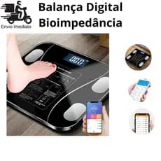 Balança Digital Bioimpedância Profissional Medidora Corporal Bluetooth 180Kg / Pilhas AAA Titanium